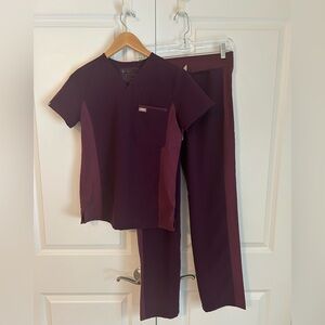 FIGS Catarina top XXS & Livingston pants XS limited ed. remix purple two tone